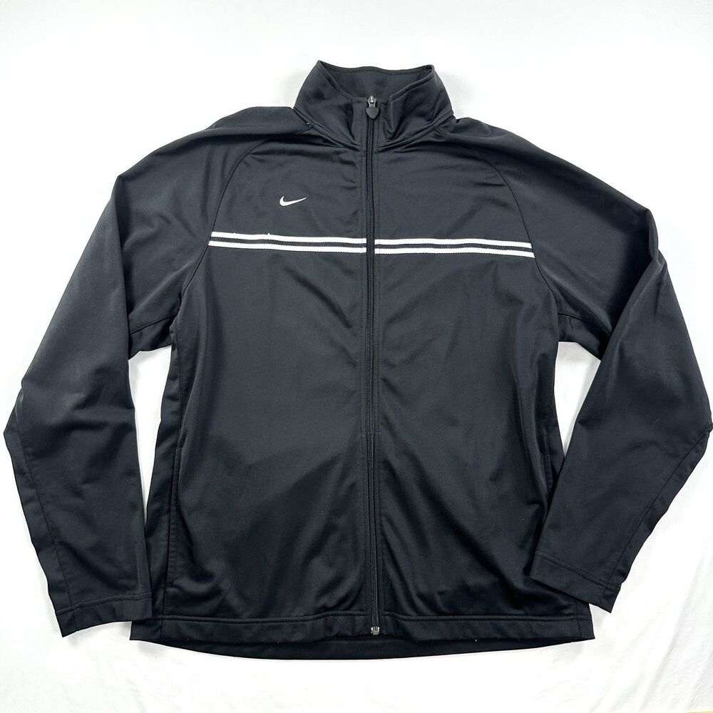 Nike Team Full Zip Track Jacket Mens XL Black VTG Y2K Sports